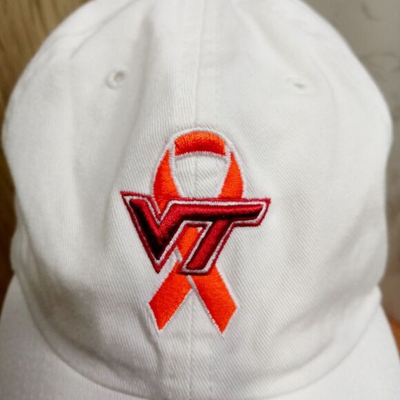 Virginia Tech Remembrance Strapback Hat White VT Hokies Cap Logo w/ Ribbon Rare - Picture 2 of 13